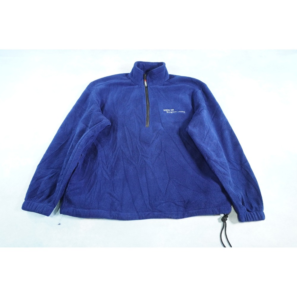 EC Sport Polartec Fleece Pullover Mens M Blue 1/4 Zip Mercer Consulting Logo